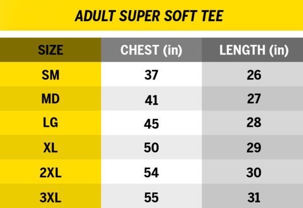 Adult Tee Size Chart