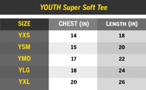Youth Tee Size Chart