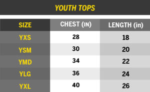Youth Tops Size Chart