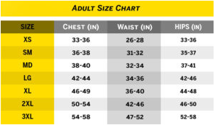 Adult Men's Size Chart